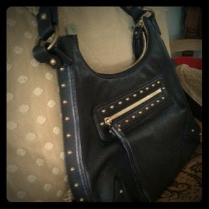 michael kors black leather tote,l